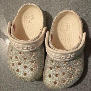 White glitter crocs size C5